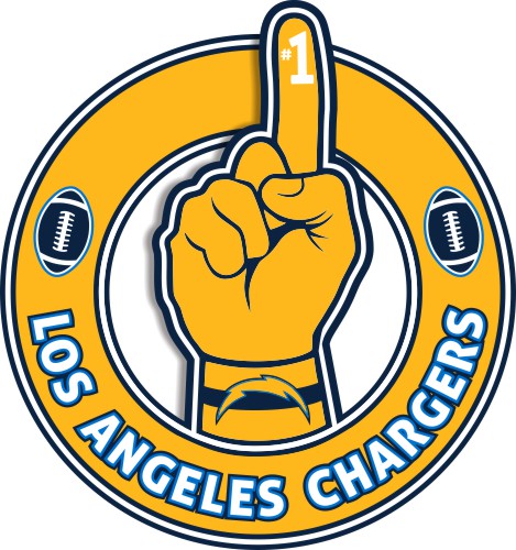 Number One Hand Los Angeles Chargers logo iron on paper